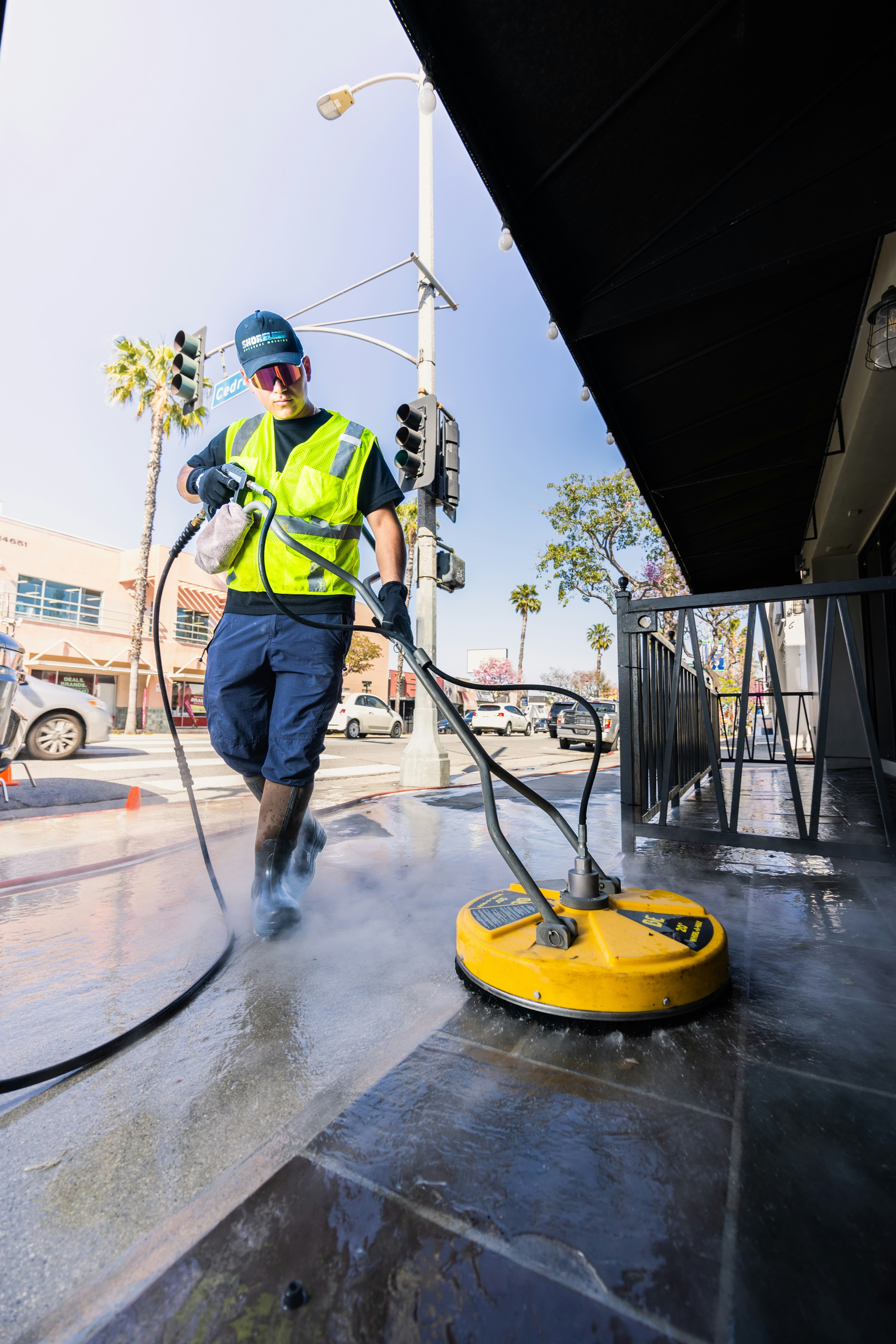 Pressure washing a property