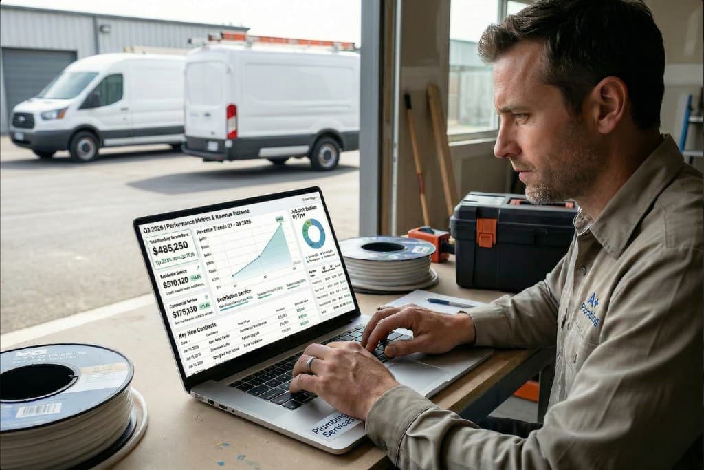 Owner reviewing revenue and performance metrics on a laptop