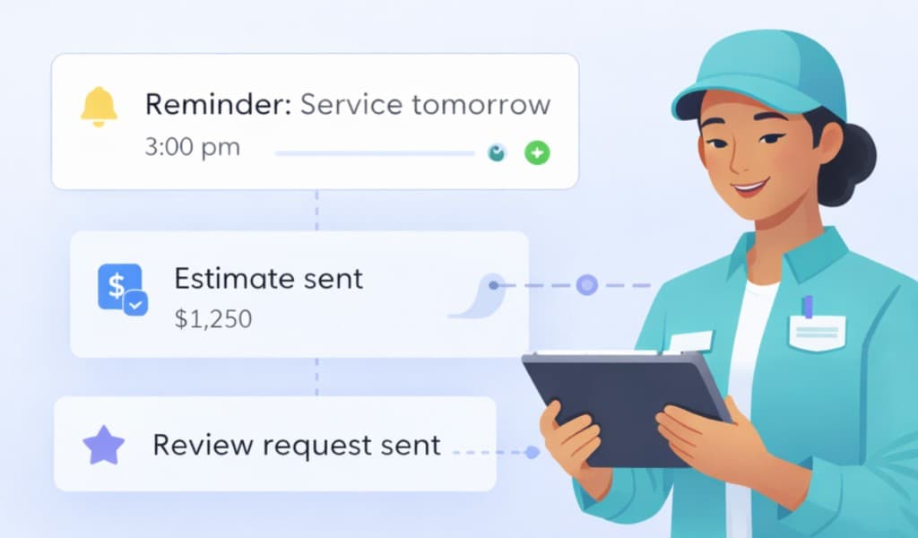 Automated customer reminders, estimate follow-ups, and review requests